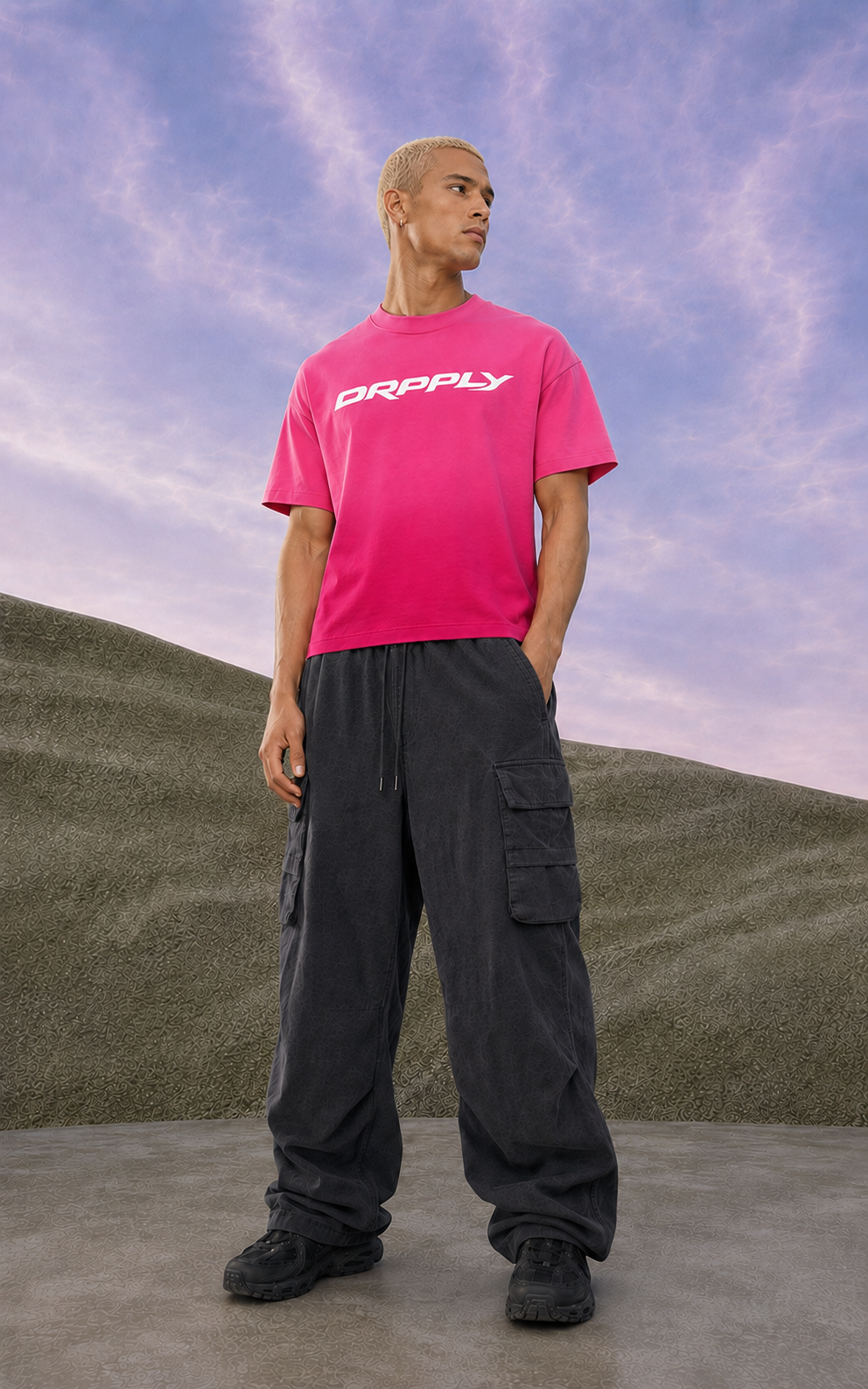 Pink Ombre Basic Boxy T-shirt