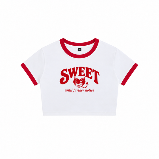 Sweet Until Further Notice Ringer Baby Tee