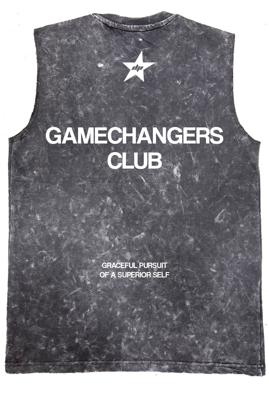 Oversized Acid Washed Game Changers Training Club Vest Tank - Heavy 240 GSM